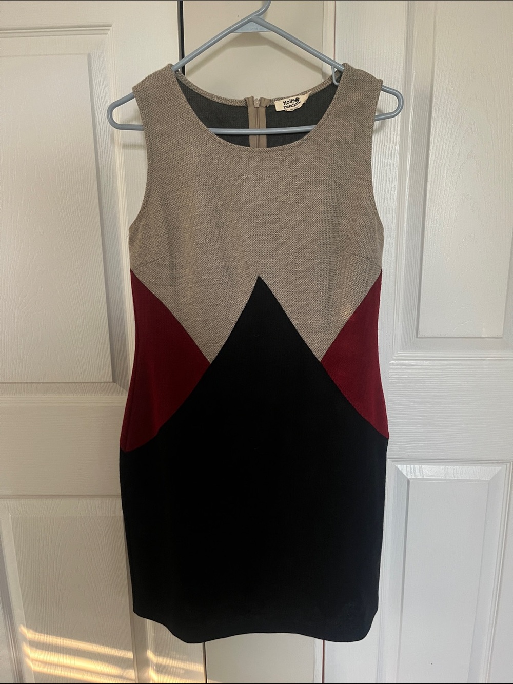 Molly Bracken Colorblock Mini Dress in Gray, Black & Burgundy